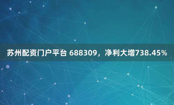 苏州配资门户平台 688309,净利大增738.45%